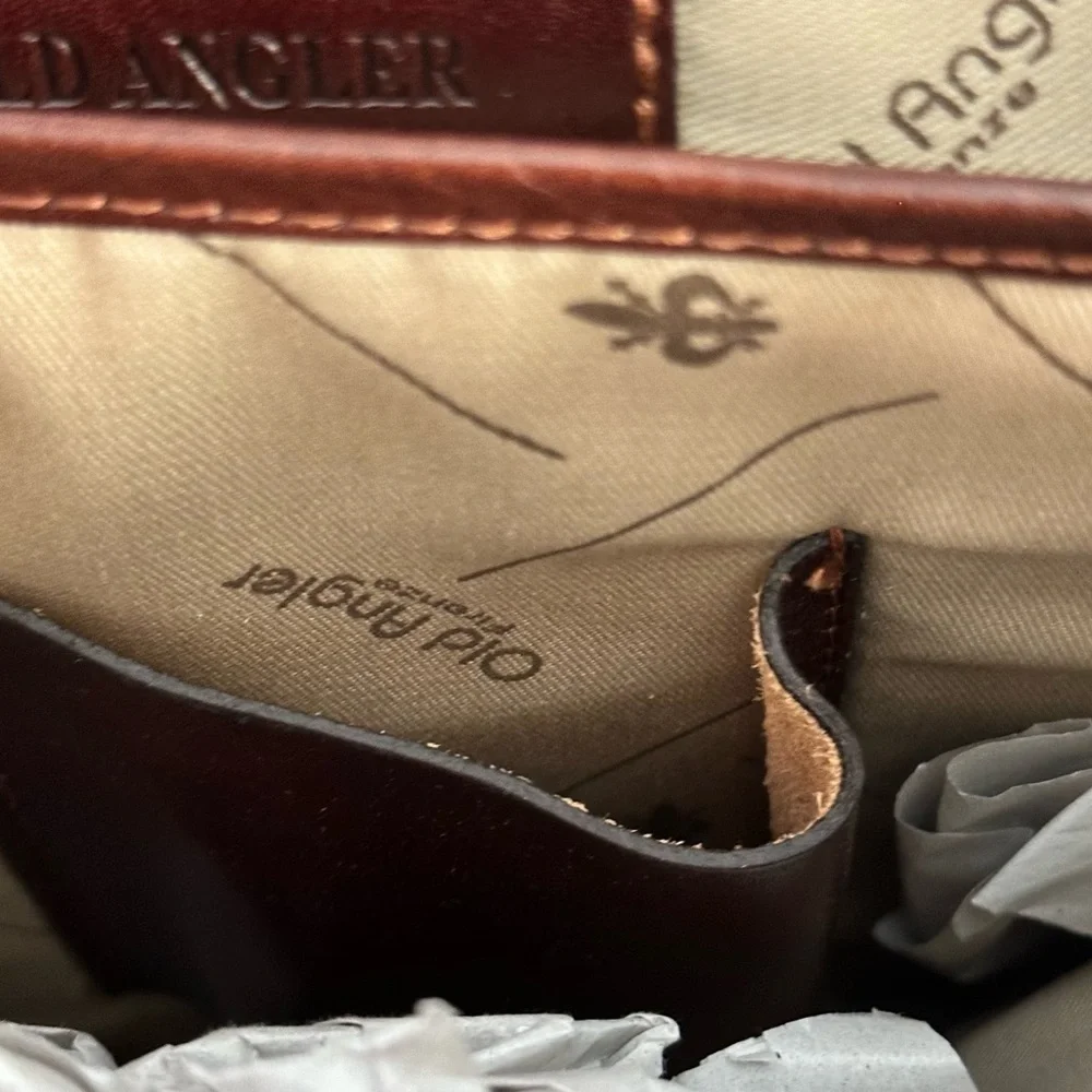 Old Angler Firenze Leather Satchel Bag For IPad Brown NWT